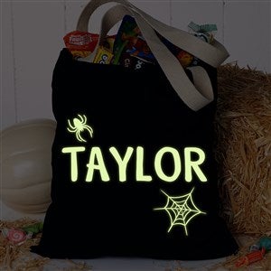 Glow-In-The-Dark Spider Web Personalized Halloween Treat Bag