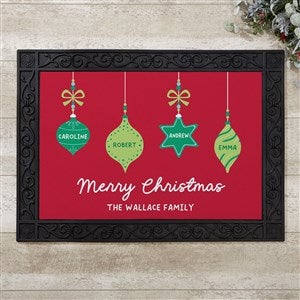Retro Christmas Ornament Personalized Doormat - 18x27