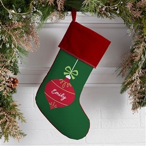 Retro Ornament Personalized Christmas Stockings - Burgundy