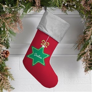 Retro Ornament Personalized Christmas Stockings - Grey