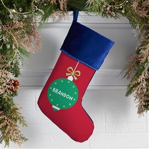 Retro Ornament Personalized Christmas Stockings - Blue