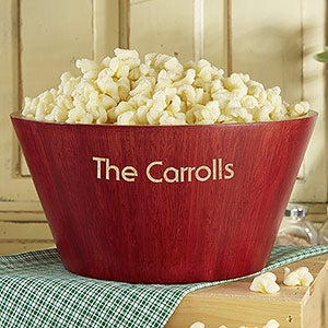 Personalized Red Bamboo Popcorn Bowl- Large