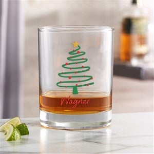 Abstract Christmas Tree Personalized 14oz. Whiskey Glass
