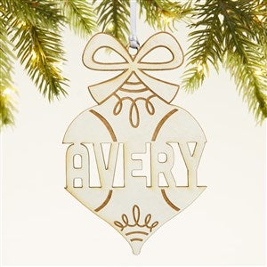Retro Ornament Personalized Wood Ornament- Whitewash