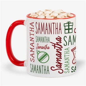 Holiday Repeating Name Personalized Coffee Mug - 42470