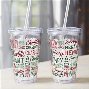 Holiday Repeating Name Personalized Insulated Acrylic Tumbler