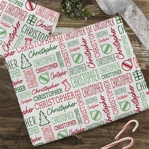 Holiday Repeating Name Personalized Wrapping Paper - 42476