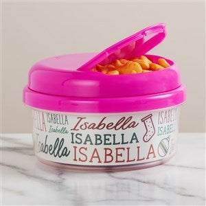 Holiday Repeating Name Personalized Toddler Snack Cup - 12 oz Pink