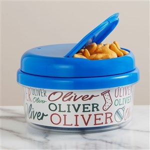 Holiday Repeating Name Personalized Toddler Snack Cup - 12oz Blue