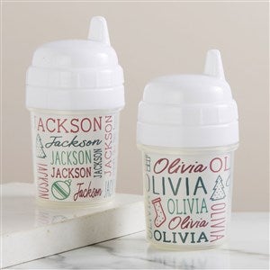 Holiday Repeating Name Personalized Baby Sippy Cup  - 42482