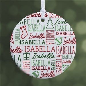 Holiday Repeating Name Personalized Ornament-2.85 Glossy - 1 Sided