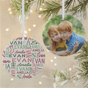 Holiday Repeating Name Personalized Ornament-3.75 Matte - 2 Sided