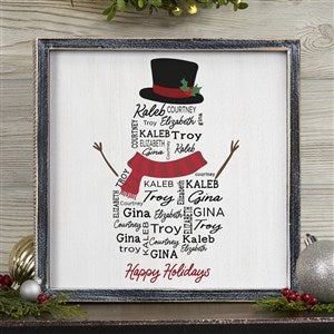 Snowman Repeating Name Personalized Holiday Wall Art - Black 12x12
