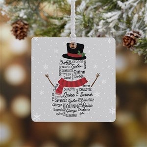 Snowman Repeating Name Personalized Metal Ornament