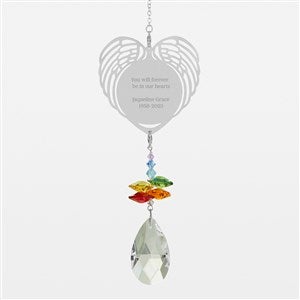 Engraved Memorial Rainbow Winged Heart Suncatcher