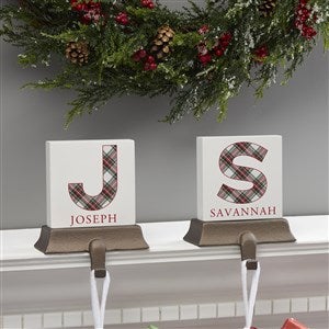Classic Holiday Plaid Personalized Christmas Stocking Holder