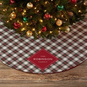 Classic Holiday Plaid Personalized Christmas Tree Skirt