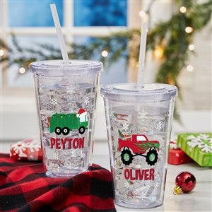 Construction & Monster Trucks Personalized Christmas Tumbler