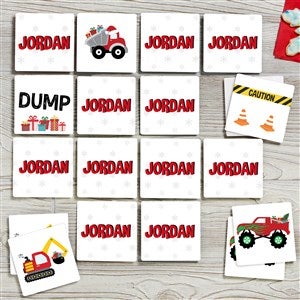 Construction & Monster Trucks Personalized Christmas Memory Game