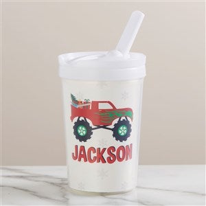 Construction & Monster Trucks Christmas Personalized Toddler Straw Sippy Cup  - 42769