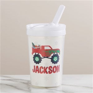 Construction & Monster Trucks Christmas Personalized Toddler Straw Sippy Cup