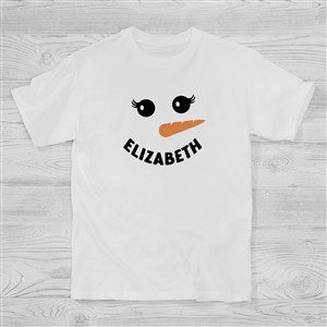 Smiling Snowman Personalized Holiday Kids T-Shirt