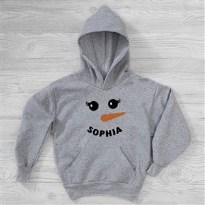 Smiling Snowman Personalized Kids Holiday Hooded Sweatshirt