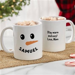 Smiling Snowman Personalized Christmas Coffee Mug - White