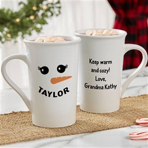 Smiling Snowman Personalized Christmas Latte Mugs
