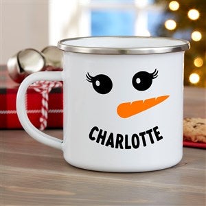 Smiling Snowman Personalized Enamel Mug - Small