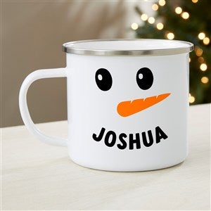 Smiling Snowman Personalized Enamel Mug - Large