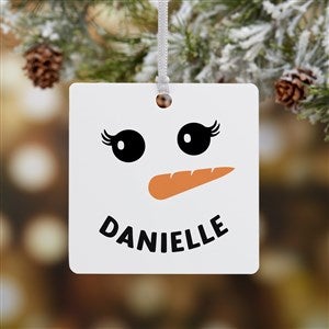 Smiling Snowman Personalized Metal Christmas Ornament