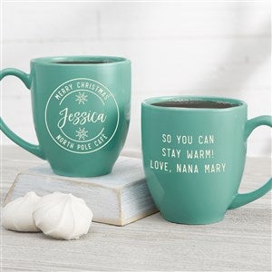 North Pole Delivery Personalized Aqua Bistro Mug - 16 oz.