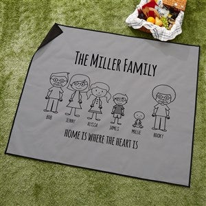 Stick Figure Family Personalized Picnic Blanket - #43007