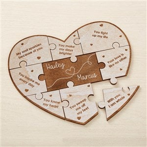 Reasons I Love You Personalized Wood Heart Puzzle - White