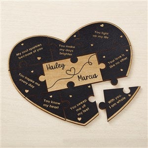 Reasons I Love You Personalized Wood Heart Puzzle - Black
