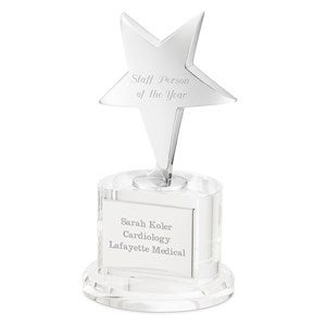 Corporate Engraved Crystal and Silver Star Professional Award  - 43012