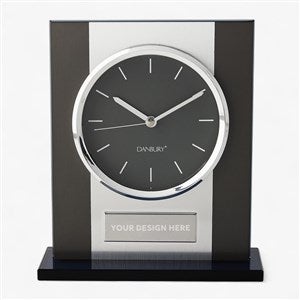 Corporate Engraved Recognition Black and Silver Tabletop Clock  - 43020