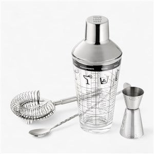 Corporate Engraved Professional Glass Cocktail Shaker Set  - 43030