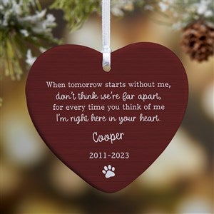 Pet Memorial Personalized Heart Ornament- 3.25 Glossy - 1 Sided