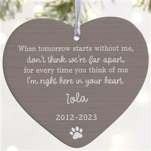 Pet Memorial Personalized Heart Ornament- 4 Matte - 1 Sided