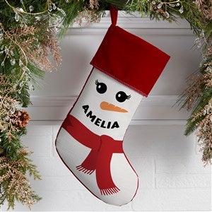 Smiling Snowman Personalized Christmas Stockings - Burgundy