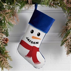 Smiling Snowman Personalized Christmas Stockings - Blue