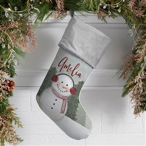 Watercolor Snowman Personalized Christmas Stockings - Grey