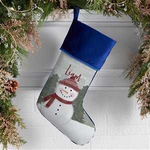 Watercolor Snowman Personalized Christmas Stockings - Blue