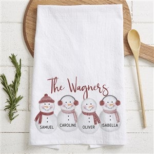 Watercolor Snowman Personalized Holiday Tea Towel - 43081