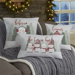 Watercolor Snowman Personalized Throw Pillow - 43083