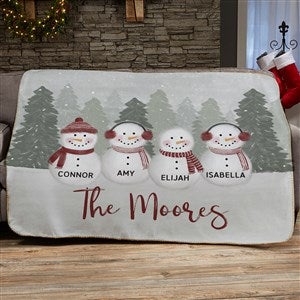 Watercolor Snowman Personalized Holiday Blanket - Sherpa Fleece - 60x80