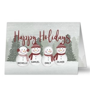 Watercolor Snowman Personalized Christmas Card - Set of 15