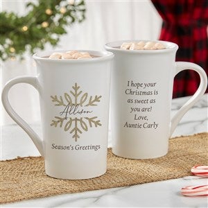 Silver and Gold Snowflakes Personalized Latte Mug